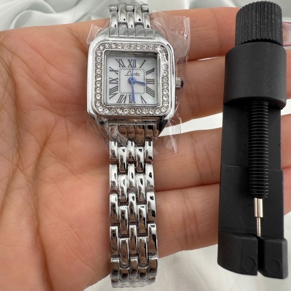 Anthropologie Accessories - Unique Panthere Classic Silver Watch with Crystal Accents